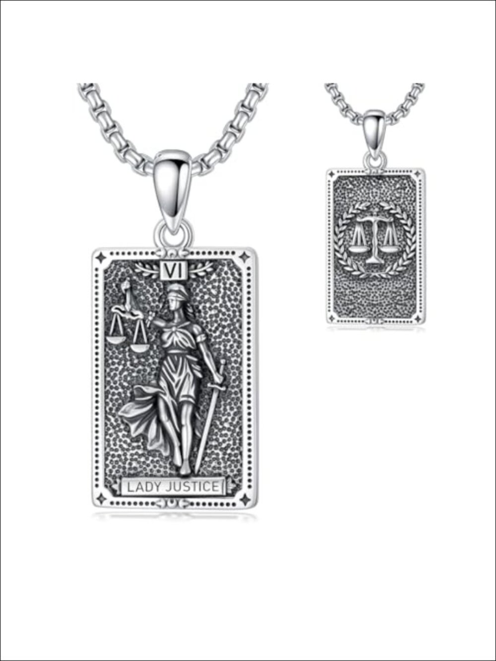 925 Sterling Silver Tarot Card Pendant Necklace Greek Mythology Statement